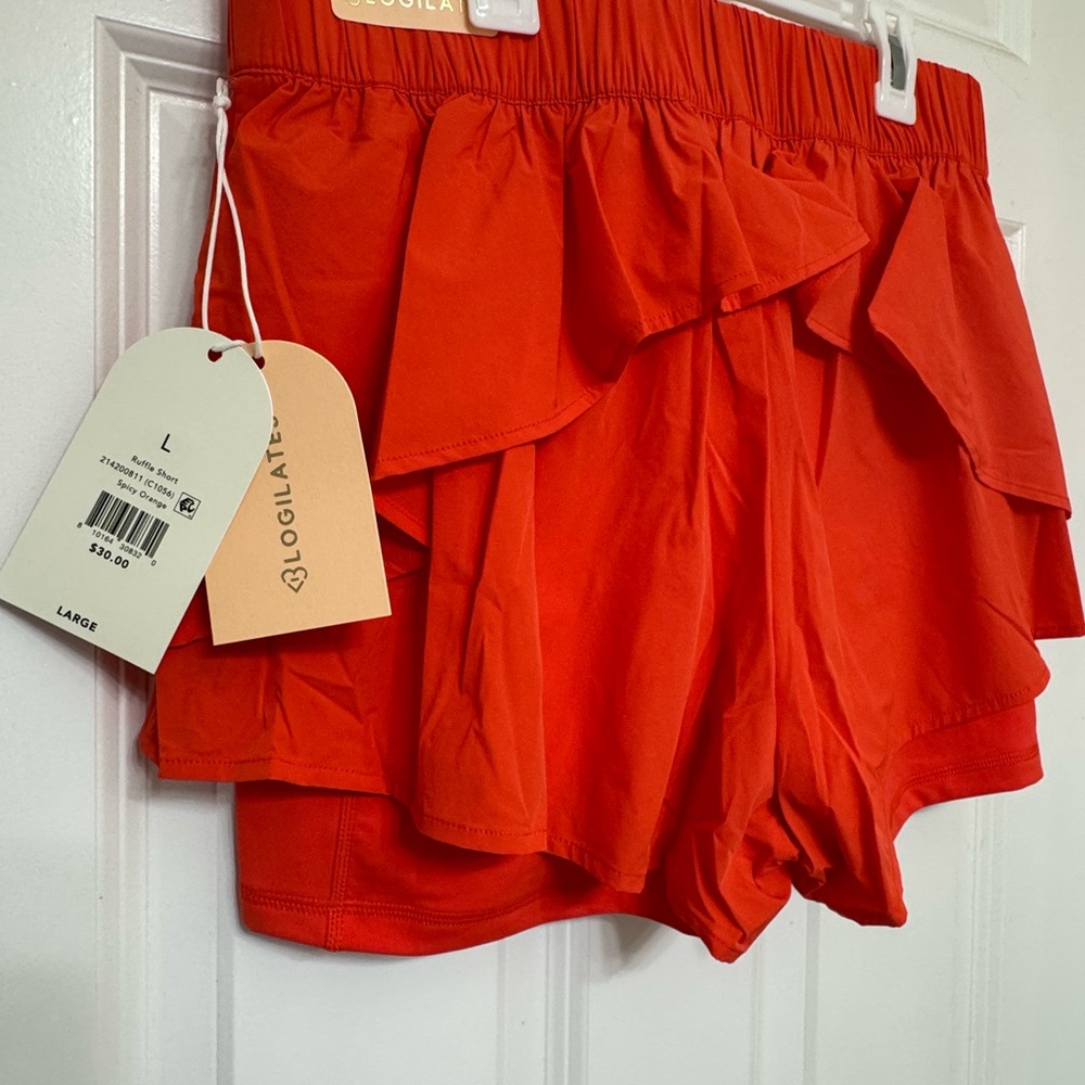 Blogilates Large Ruffle Short- Spicy orange - Picture 5 of 5